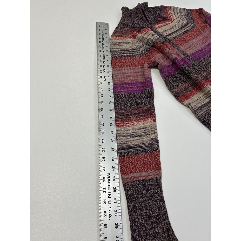 Eddie Bauer Vintage Zip-Front Pink and Purple Striped Cotton Cardigan Sweater M - Picture 8 of 10